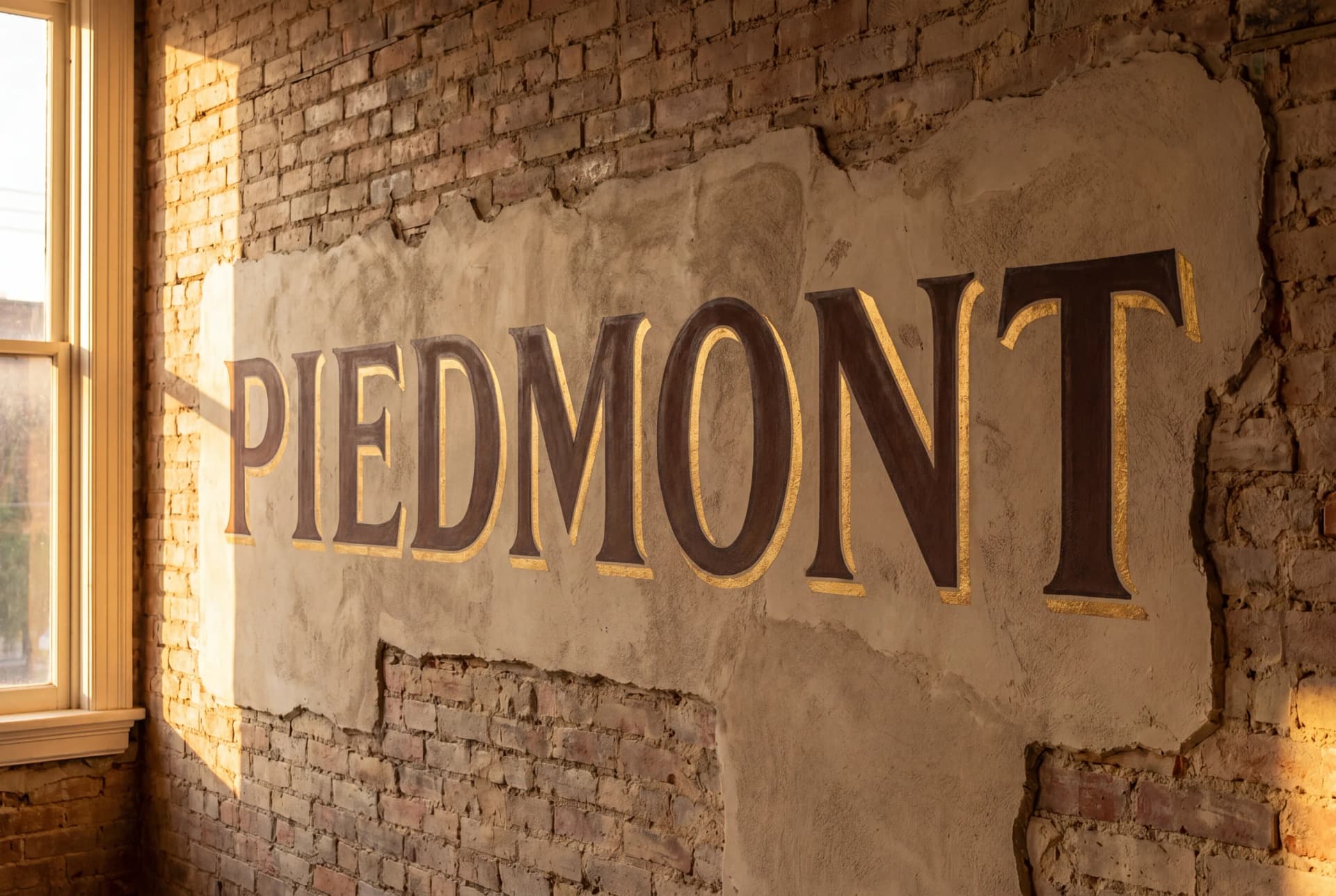 The Piedmont mural uncovered on an exposed brick wall during the renovation
